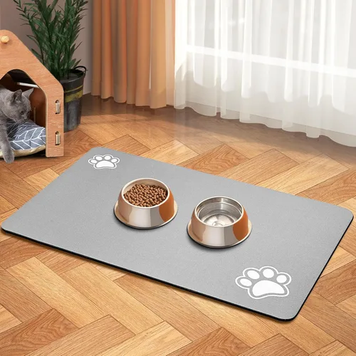 Vista 9 de Tapete de alimentación para mascotas, tapete absorbente para comida y agua, accesorios para perros, suministros para mascotas, cuenco de agua