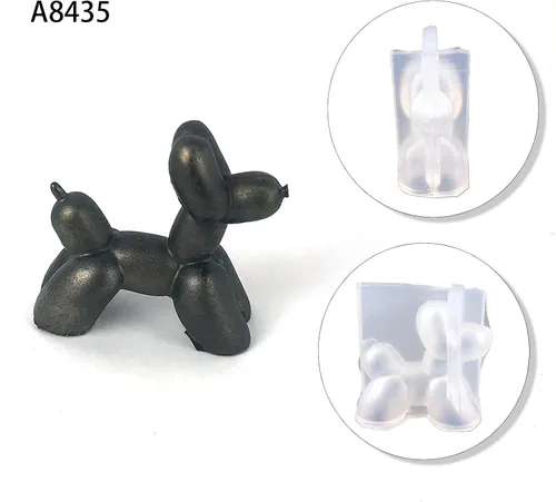 Vista 3 de Molde de silicona para perros con globos, 2 moldes de resina para perros en 3D, lindo molde de silicona para perros y cachorros para decoración