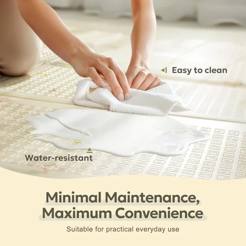 Vista 4 de Mallify Tapete de juego plegable, tapete de juego reversible para bebé con refuerzo de bordes, no tóxico e impermeable para el suelo, tapete