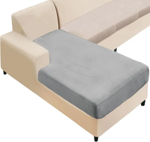 Vista 63 de NAISI Fundas de cojín de sofá de terciopelo elásticas de 1 pieza, fundas de asiento de sofá o respaldo, fundas suaves individuales para sofá Beige