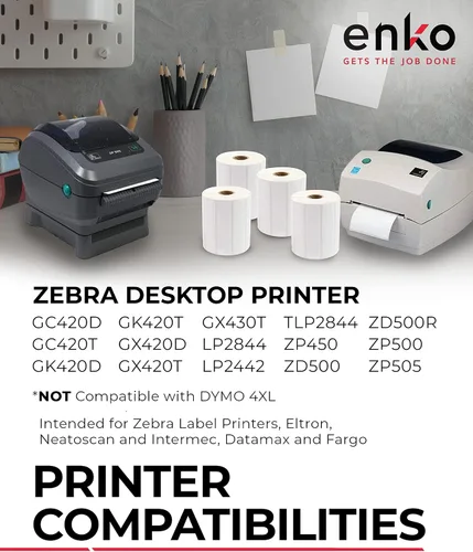 Vista 3 de enKo - Etiquetas térmicas directas compatibles con etiquetas de cebra / rollo de 4 x 1 pulgada, núcleo de 1 pulgada (6 rollo, 8250 etiquetas)