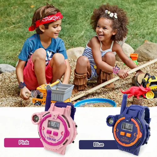 Vista 6 de Walkie Talkie recargable para niños, radio bidireccional Walky Talky con linterna, juego para exteriores, interfono, juguete y regalos para niños