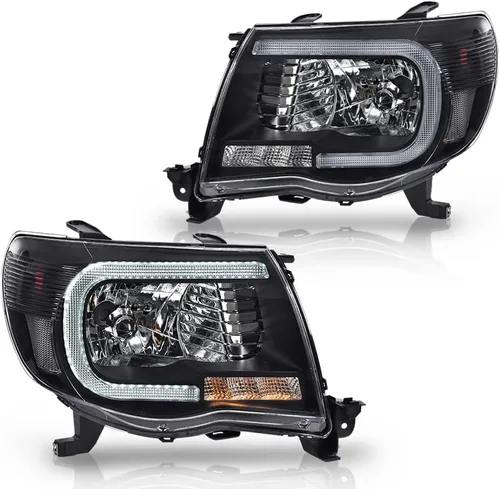 Vista 12 de G-PLUS - Par de faros delanteros led para circulación diurna, lente transparente, carcasa negra, reflector ámbar