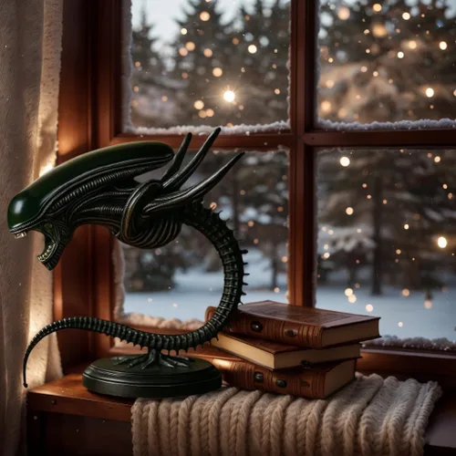 Vista 3 de Luz nocturna de monstruo espacial, lámpara de mesa de resina de película 3D, decoración LED de ciencia ficción, regalo personalizado hecho a mano #2