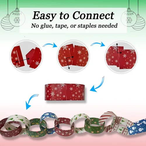 Vista 2 de Origami Joy 300 tiras de cadena de papel blanco para manualidades. No necesita pegamento ni cinta. Apto para niños y diversión familiar. Produce más