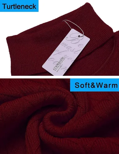 Vista 5 de COOFANDY Suéter de cuello alto ajustado para hombre, suéter casual de punto con patrón de torsión básica