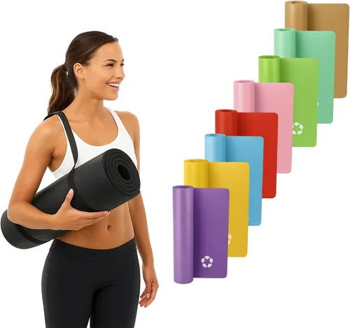 Vista 9 de Vandue Extra Thick 0.4" Tech Foam Exercise Yoga Mat w/Carry Strap - Non-slip, Moisture-Resistant Cushion for Pilates - Support for Stretching &