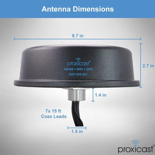 Vista 6 de Proxicast Antena 7 en 1 de bajo perfil 4x4 5G + WiFi 2x2 + GPS para techo 7 en 1 4G/5G+WIFI+GPS