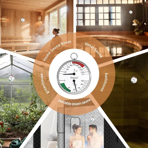Vista 6 de Termómetro de sauna de 4 pulgadas Fahrenheit e higrómetro, montado para caja de sauna de vapor portátil, ideal