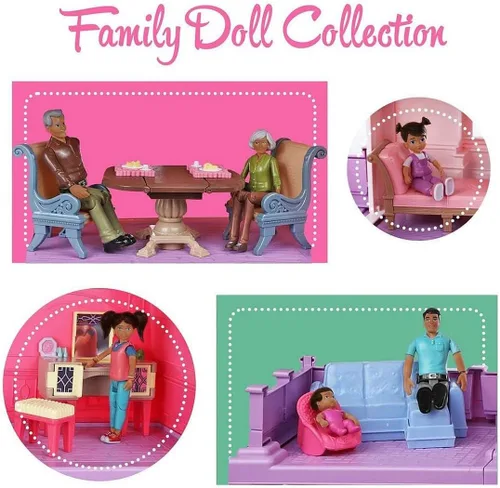Vista 4 de Beverly Hills Doll Collection Sweet Li'l Family Hispanic Dollhouse People - Juego de 9 figuras de acción – abuelo, abuela, mamá, papá, hermana