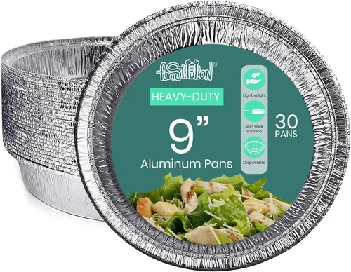 Vista 9 de Sartenes redondos de aluminio con tapas (paquete de 30) – Sartenes desechables de 7 pulgadas – Papel de aluminio redondo para hornear, asar