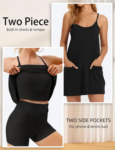 Vista 2 de ATHMILE Vestidos de verano para mujer, minivestido deportivo, deportivo, deportivo, deportivo, vestido corto para mujer, golf, tenis, ejercicio