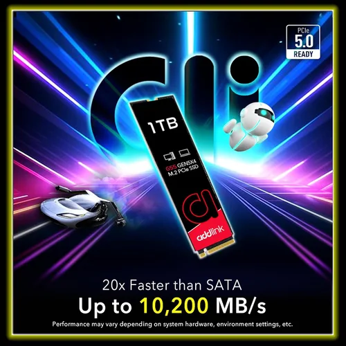 Vista 2 de Addlink G55 1TB PCIe 5.0 Gen5 NVMe M.2 SSD - Hasta 10,200 MB/s - Actualización de juegos de PC, fotografía, edición y diseño de video - Unidad