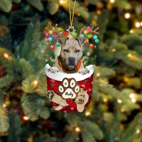 Vista 159 de Adornos personalizados de Pug cervatillo – Decoración personalizada para árbol de Navidad con patas de bolsillo de nieve