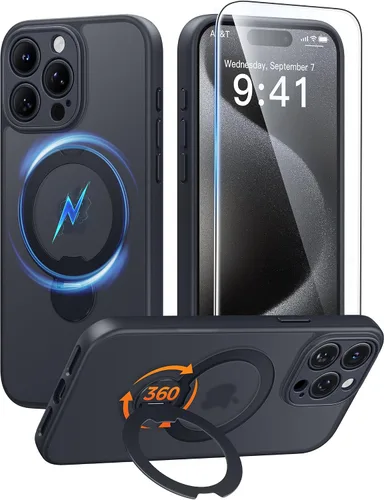 Vista 13 de FNTCASE Funda para Samsung Galaxy Z Flip 8 con soporte magnético giratorio de 360 grados, color negro Compatible con MagSafe, protección completa