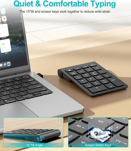 Vista 6 de Lekvey Combo de teclado numérico y mouse inalámbricos, teclado numérico