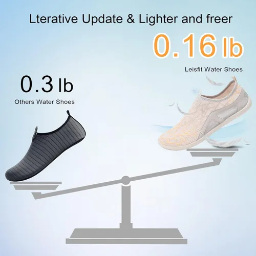 Vista 4 de LeIsfIt Zapatos de agua para hombre y mujer, descalzos, secado rápido, para natación, playa, surf, piscina, río, yoga