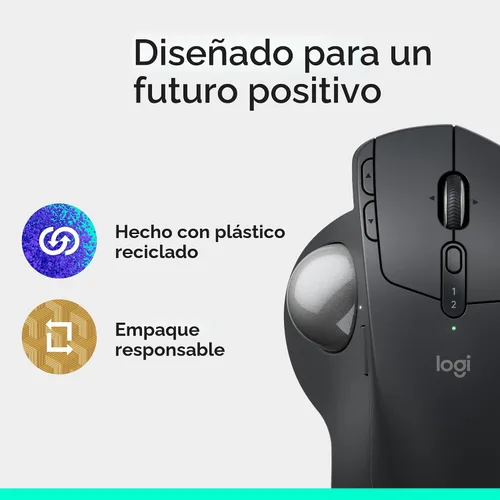 Vista 8 de Logitech MX Ergo S Mouse de trackball inalámbrico avanzado, ratón inalámbrico ergonómico recargable por USB-C con Bluetooth y dongle cifrado, 6