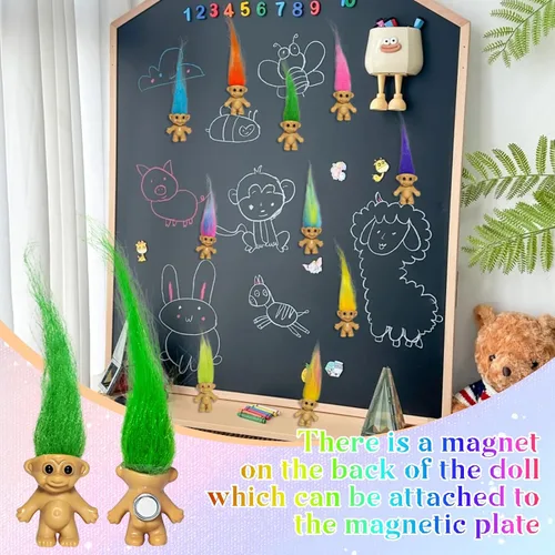 Vista 2 de 10 unidades de lindos mini imanes de muñecas de trol para nevera, mini imanes de muñeca de Trolls de la suerte para decoración de refrigerador