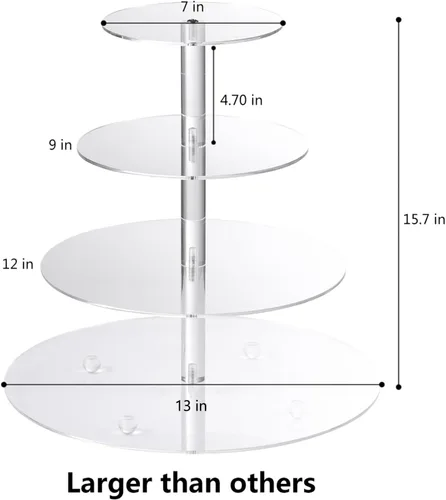 Vista 2 de AMEITECH Soporte para cupcakes, soporte redondo de 4 niveles para cupcakes, torre de postres, soporte de pastelería para bodas, cumpleaños, fiestas