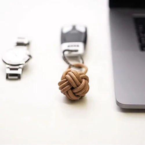 Vista 6 de Leather Tassel KeyChain Hand Woven ball Braided leather rope Fob Charm，Personalized Key Holder Charm Pendant，Brass key ring.