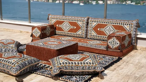Vista 7 de arabicsofa Sofá de piso árabe Jalsa - Sofá tradicional hecho a mano para sala de estar