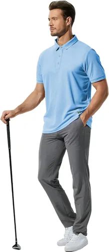 Vista 4 de MIER Polo Shirts for Men Short Sleeve Quick Dry Polyester Collared Shirts Casual Golf Shirts, Moisture-Wicking