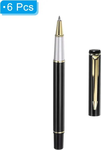 Vista 3 de PATIKIL Bolígrafo de metal de 5.315 in, paquete de 6 bolígrafos de gel de tinta negra de punta media de 0.039 pulgadas (0.039 in), bolígrafos