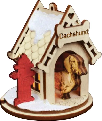 Vista 4 de Basset Hound Dog Tea Light Display Adorno de Navidad de madera para árbol de Navidad