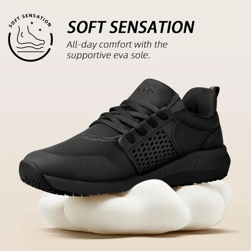 Vista 7 de Zapatos de trabajo antideslizantes para hombres, zapatos de cocina antideslizantes resistentes al agua, para restaurante, chef, servicio