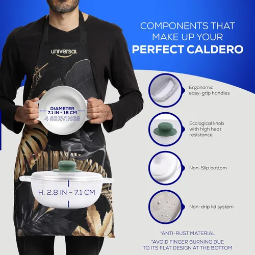 Vista 3 de Universal (Extra Pequeño) Caldero 4 Tazas – 1.3 Cuartos / 1.2 L, Olla de Aluminio Inoxidable, Distribución Uniforme del Calor y Olla de Horno
