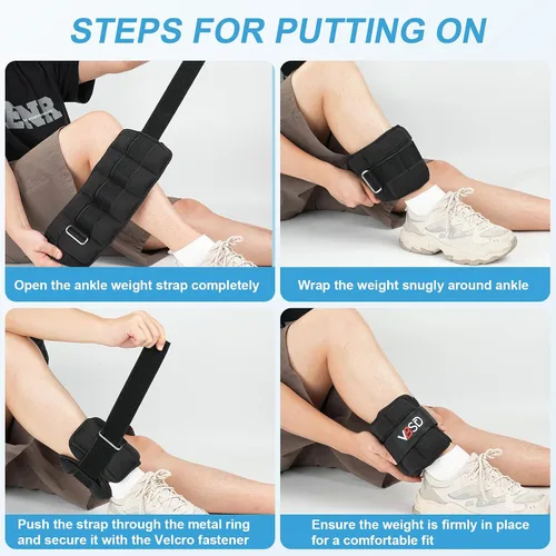 Vista 6 de Adjustable Ankle Weights for Women Men,10lb 1 Pair Leg Weight Straps Negro