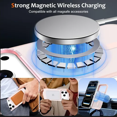 Vista 949 de Anuck - Funda magnética para iPhone 11 compatible con MagSafe, carcasa trasera mate translúcida dura, borde de TPU, delgada, resistente a impactos