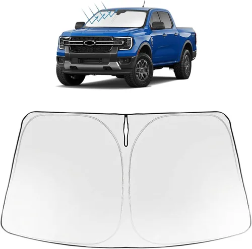 Vista 42 de Proadsy Parasol para parabrisas Rivian R1S 2022-2025 2026 de 4 capas plegable, protector de parasol frontal que bloquea los rayos UV, mantiene