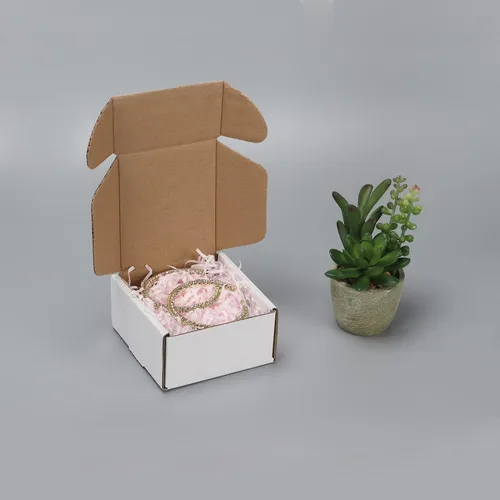 Vista 5 de HORLIMER - Cajas de envío de 4 x 4 x 2 pulgadas, conjunto de 25, caja de cartón corrugado blanca para envíos por correo de literatura