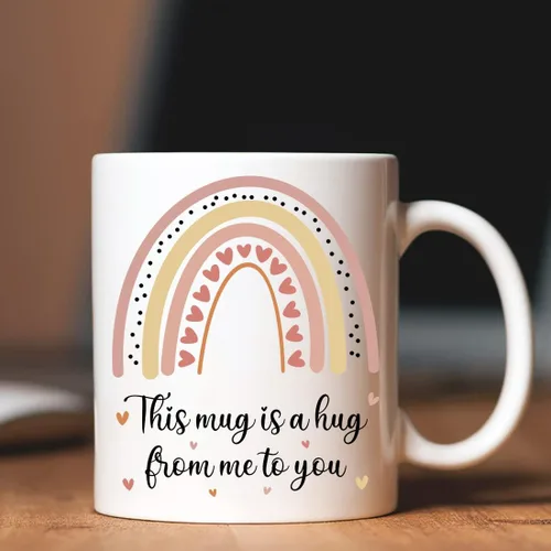 Vista 9 de Taza de regalo para mejor amiga, hermana, mamá, papá, esta taza es un abrazo de mí a ti, abrazo en una taza, Thinking Of You, taza novedosa