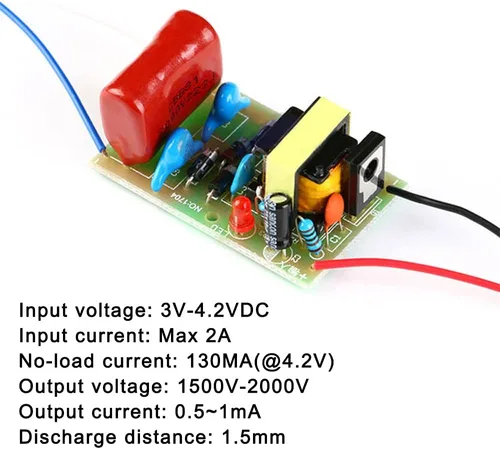 Vista 3 de 2 piezas DC-DC 3V-4.2V 3.7V a 1500V-2000V 1800V Módulo generador de alto voltaje Módulo de impulso de pulso de arco Booster DC-DC Step Up Power Board