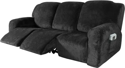 Vista 27 de IMYOGI Fundas para sofá de alta elasticidad de terciopelo para sofá reclinable de 1, 2 y 3 plazas, protector de muebles con parte inferior elástica