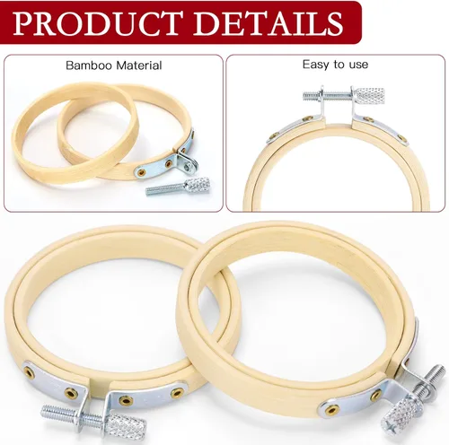 Vista 3 de Caydo Aros de bordado pequeños de 2.5 pulgadas a granel, 24 piezas Aro de punto de cruz de bambú círculo mini bordado aros para adornos
