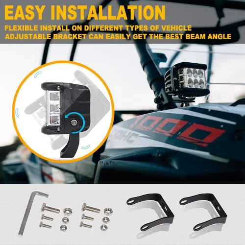 Vista 5 de Luces LED de 4 pulgadas con disparador lateral, luces estroboscópicas de doble color DRL e interruptor para camión, SUV, todoterreno, ATV, UTV 4x4