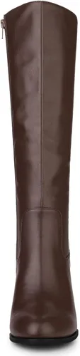 Vista 2 de Allegra K Botas altas hasta la rodilla con tacón redondo y puntera redonda para mujer
