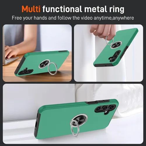 Vista 198 de Gritup - Funda para Galaxy A05S con protector de pantalla HD×2, funda protectora para teléfono a prueba de golpes con soporte magnético de anillo