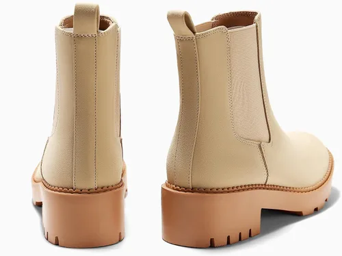 Vista 4 de Coutgo Botas Chelsea con plataforma gruesa y de tacón bajo para mujer, botas de tobillo elásticas de gamuza