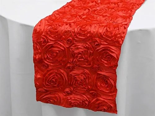 Vista 7 de Runner Linen Factory - Mantel rectangular de satén 3D con roseta grandiosa para decoración de bodas, fiestas y eventos de Runner Linen Factory Rosa