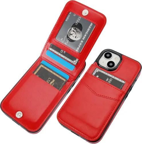 Vista 56 de KIHUWEY - Funda tipo cartera compatible con iPhone 15 con soporte para tarjetas de crédito, cierre magnético, soporte de cuero premium, cubierta
