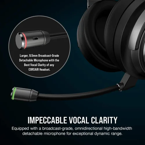 Vista 6 de Corsair CA-9011180-NA Virtuoso RGB - Auriculares inalámbricos para juegos - Sonido envolvente 7.1 de alta fidelidad con micrófono de calidad