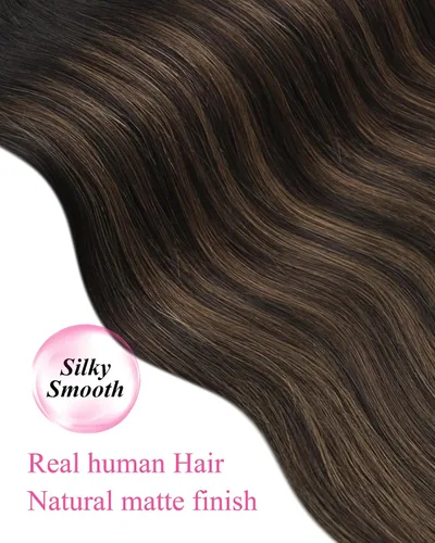 Vista 4 de YoungSee Extensiones de Cabello Humano con Cinta Balayage Extensiones de Cabello con Cinta Marrón Oscuro Extensiones de Cabello con Cinta Ombre