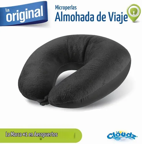 Vista 3 de Cloudz Almohada de viaje con microesferas de doble comodidad para el cuello en avión. Tela de felpa súper suave y acogedora en un lado, elastano
