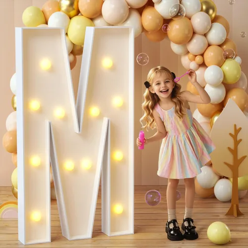 Vista 68 de imprsv Letras con luz para marquesina, letras de mosaico de 3 pies de alto con luz para decoración de baby shower, graduación, grandes
