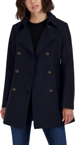 Vista 3 de Nautica Abrigo de invierno con doble botonadura de mezcla de lana para mujer